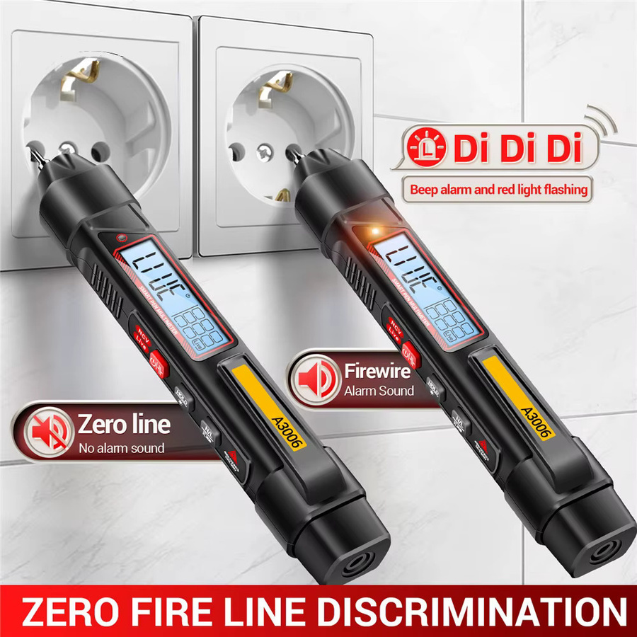 ANENG A3006 Multifunktionsstift Multimeter in Schwarz mit 4000 Zählungen als AC/DC-Spannungsprüfer, Ohm, Hz und Leitungsdetektor für elektrische Reparaturen - Bild 3
