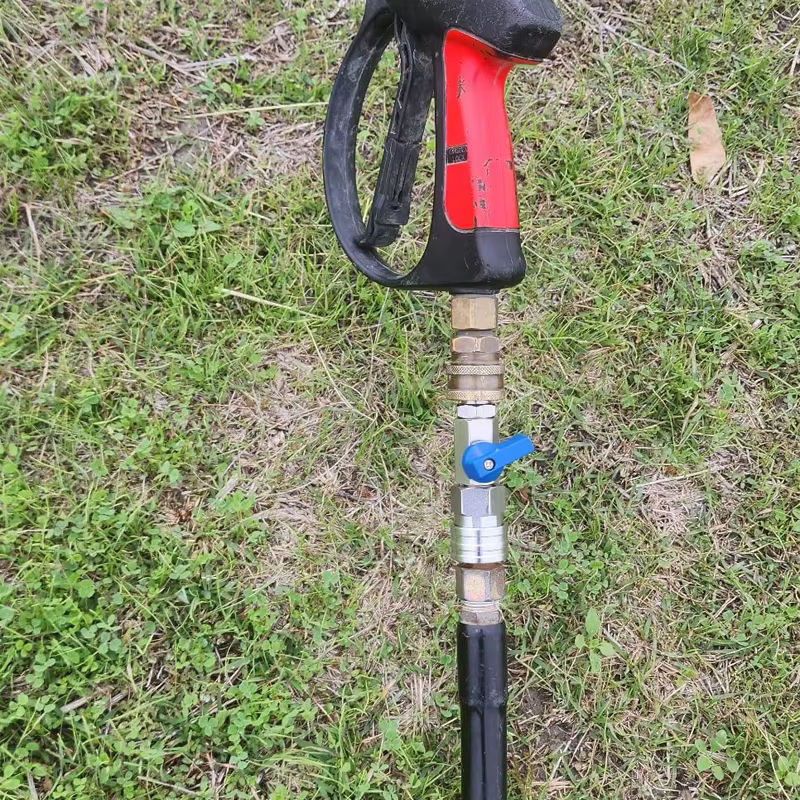 Hochdruckreiniger Kugelhahn-Kit mit Schnellkupplungen 3/8 oder 1/4 zur Durchflusssteuerung für Hochdruckreiniger-Schläuche, 4500 psi, Hellgrau/Silber - Bild 4