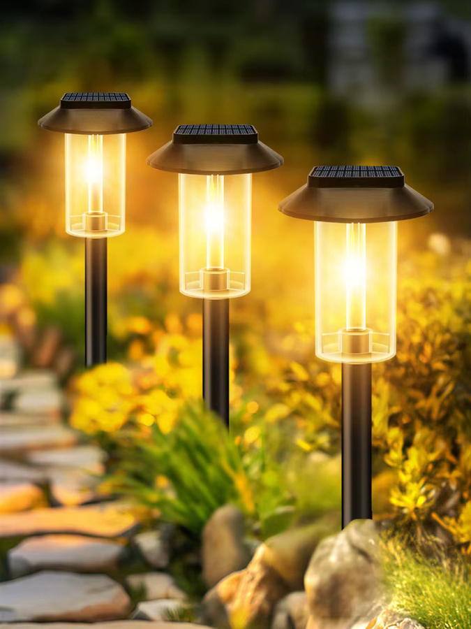Solar-Wegeleuchten Set in Schwarz mit warmweißem Licht, IP65 wasserdichte Solar-Gartenbeleuchtung für Garten und Hof, moderne Zylinder-Außenleuchten mit Dämmerungssensor - Bild 7