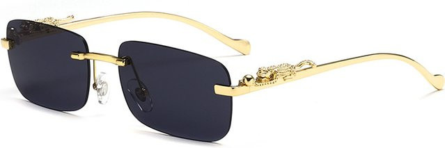 FUQIAN Sonnenbrille, randlos, rechteckig, Metall, Unisex - Bild 1