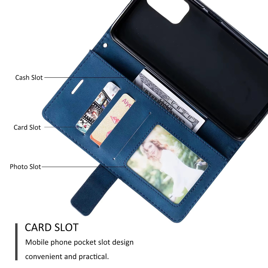 Xiaomi Leder Flip Case für Redmi Note 13 12 11 10 Pro Plus 12S 11S 10S A3 A2 A1 13C 12C 11A 10C 9C Brieftasche mit Kartensteckplatz und magnetischer Abdeckung in Braun und Blau - Bild 3