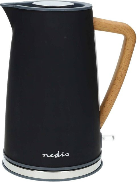Nedis Wasserkocher aus Edelstahl und Kunststoff in Schwarz mit 1,7 l Fassungsvermögen und Auto-Shutoff-Funktion - Bild 1