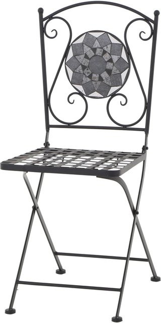 Siena Garden Klappsessel Como aus Stahl mit Mosaik in Grau und Schwarz, B/T/H: 37 x 36 x 90 cm - Bild 1