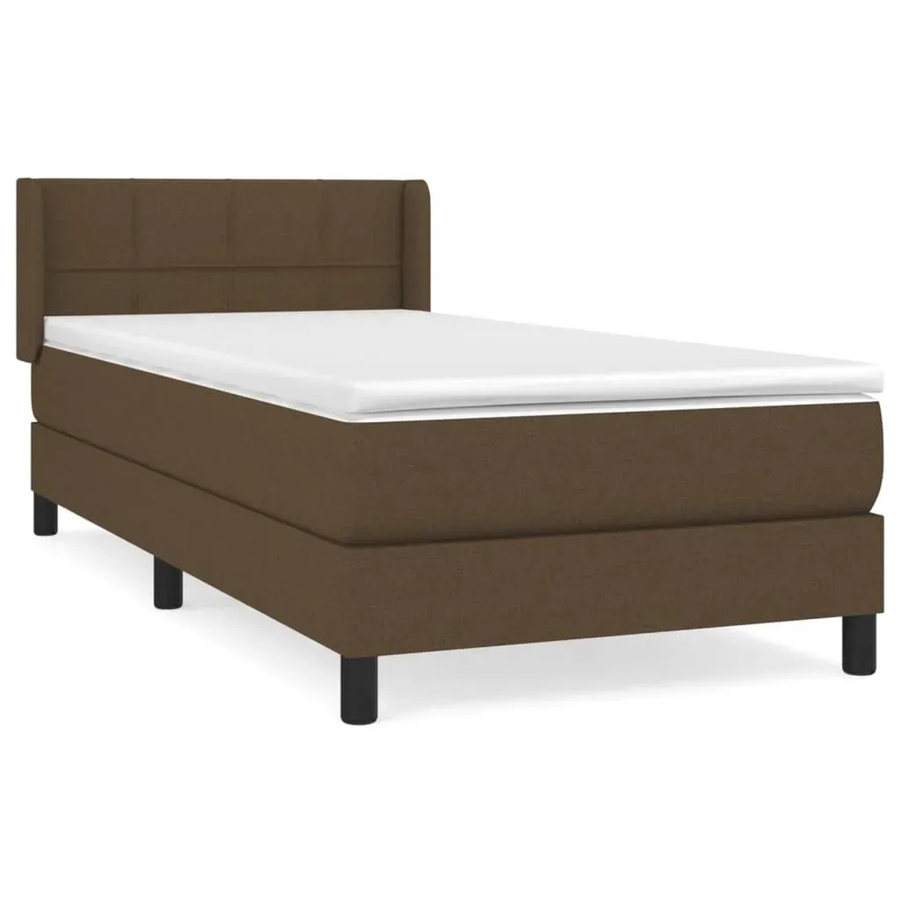 vidaXL Boxspringbett mit Matratze Dunkelbraun B/T/H: 80 x 200 cm, Hybrid-Design mit Taschenfederkern und Stoffbezug - Bild 2