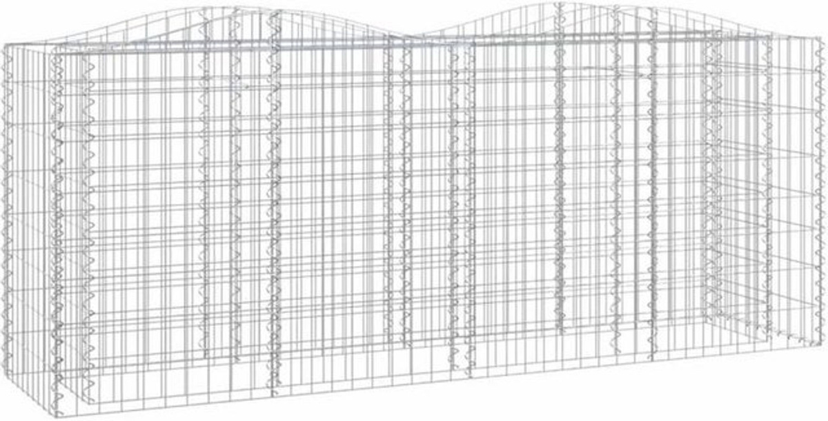 Vidaxl Gabionen-Hochbeet mit Hochbogen aus verzinktem Metall in Silber, B/T/H: 200 x 50 x 100 cm - Bild 1