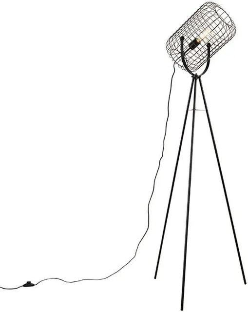 QAZQA Industrielle Stehlampe Bliss Vefa aus Stahl in Schwarz mit Stativ und dimmbarer E27-Fassung, Höhe: 160 cm - Bild 1
