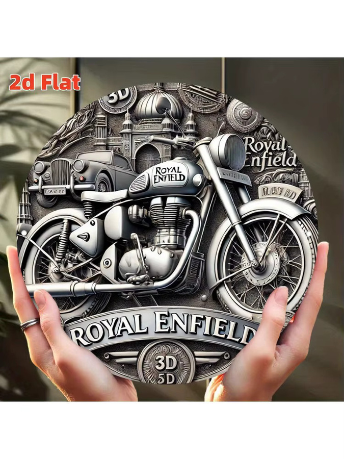 Royal Enfield Motorradabzeichen Vintage Aluminium-Metallschild in Schwarz, B/H: 20 x 20 cm - Bild 5