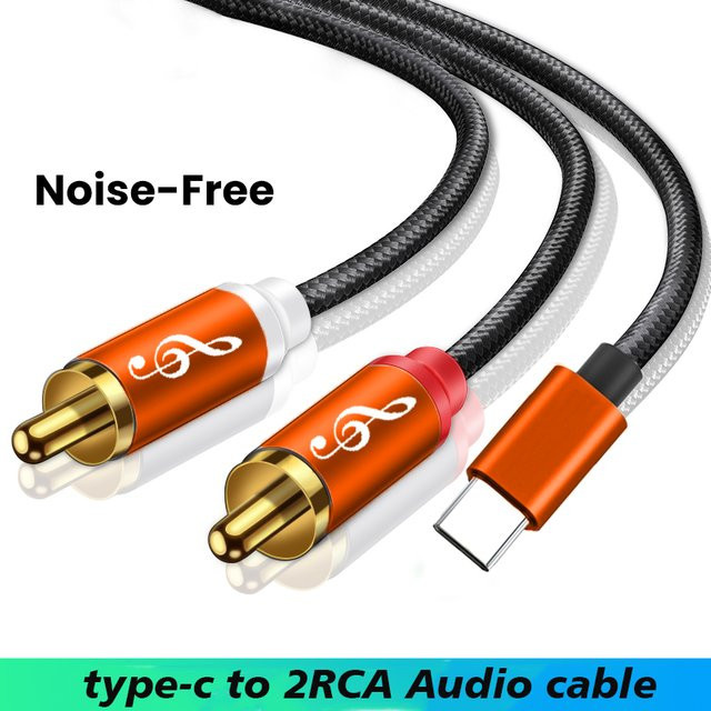 USB-C zu Dual-RCA-Audiokabel in Orange für Smartphones, Tablets, Heimkinos, DVD-Player und Lautsprecher - Bild 1