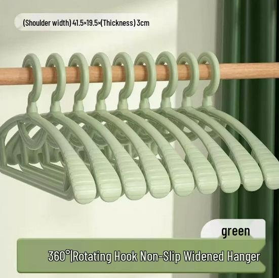 Chocolate Home Rutschfeste Kleiderbügel aus Kunststoff mit breiten Schultern, Grün, 10 Stück - Bild 1