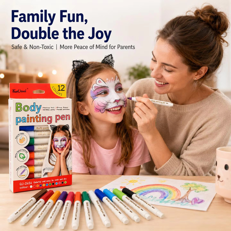 12 Farbige Körperkunst-Malstifte für Gesichtsbemalung und Cosplay, ungiftig und abwaschbar, Set für Kinder in Multicolour - Bild 2