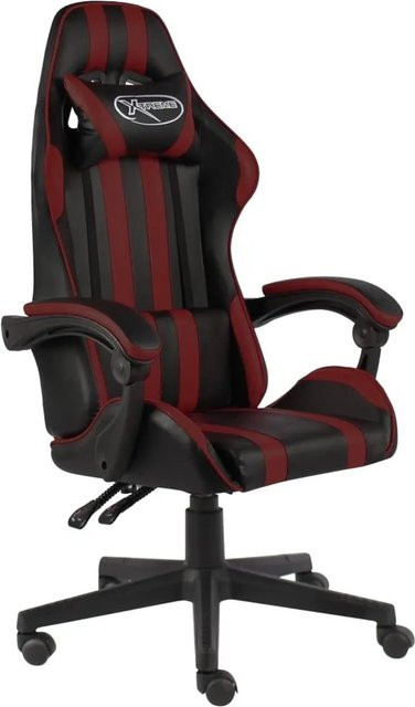 vidaXL Gaming-Stuhl aus Kunstleder in Schwarz und Weinrot mit Kopfstütze und Armlehnen - Bild 1