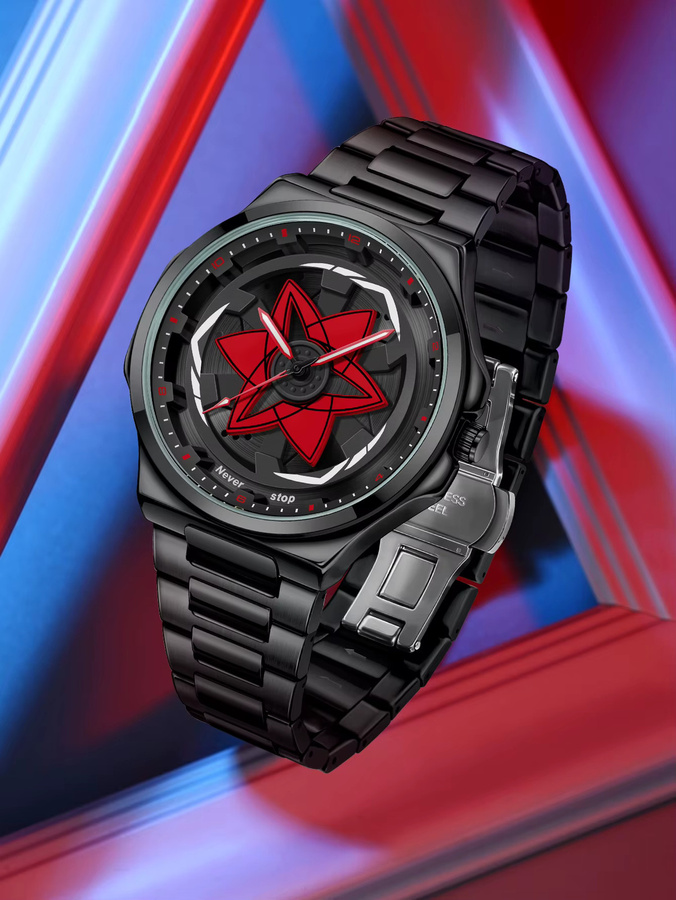Herrenuhr, Quarz, Edelstahl, Schwarz, Drehbar, Analoguhr - Bild 3