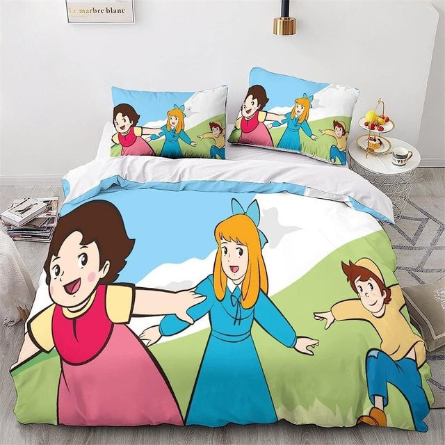 Anime Mädchen Heidi Bettwäscheset aus Mikrofaser mit Deckenbezug und Kissenbezügen, Mehrfarbig, B/H: 70 x 133 cm - Bild 1