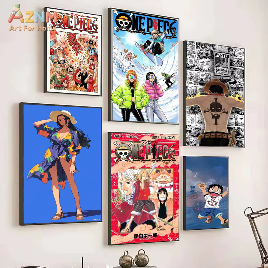 AZNM One Piece Anime Leinwand-Wandkunst mit Luffy, Nami, Zoro, Chopper und Robin, Mehrfarbiges Poster ohne Rahmen - Bild 4