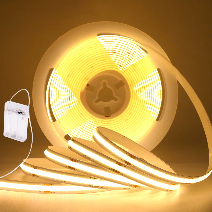 HEGEHE COB LED-Streifen mit 320 LEDs für TV-Hintergrundbeleuchtung, USB und AA-Batteriebox, RGB in Weiß, Rot, Blau, Rosa und Gelb - Bild 2