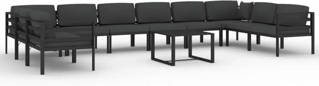 vidaXL 11-teiliges Garten-Lounge-Set aus Aluminium mit Kissen in Anthrazit - Bild 1