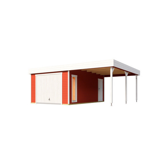 Blockgarage Lasita Maja Bahamas aus Holz in Schwedenrot mit Schwingtor und Stufendach, B/T: 820 x 560 cm - Bild 2