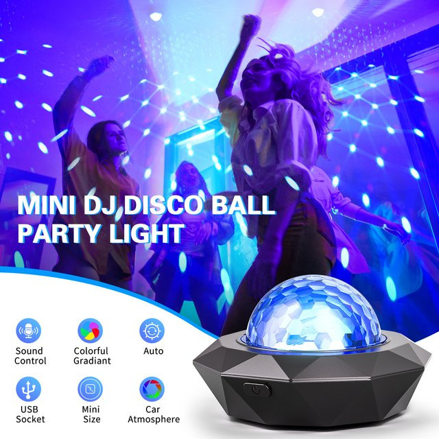 U'King 2er-Set USB Mini LED Disco Ball mit Sprachaktivierung und Stroboskop-Effekt in Schwarz und Multicolour - Bild 1