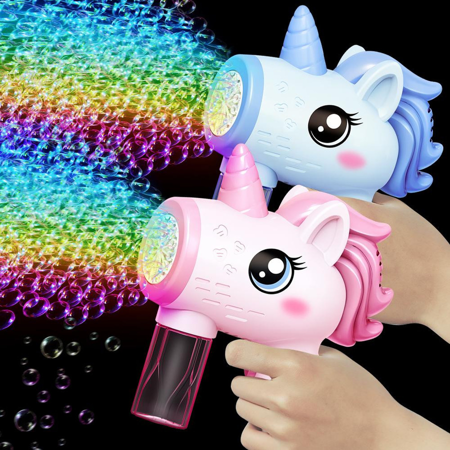 Yiran Einhorn Elektrische Seifenblasenpistole mit Licht 6-12 Jahre - Bild 2