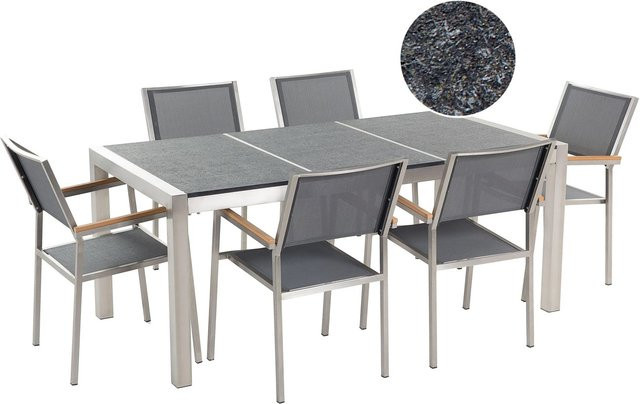 Beliani Gartentisch Set GROSSETO in Graphitgrau Gebürstet mit B/T/H: 180 x 90 x 87 cm - Bild 1