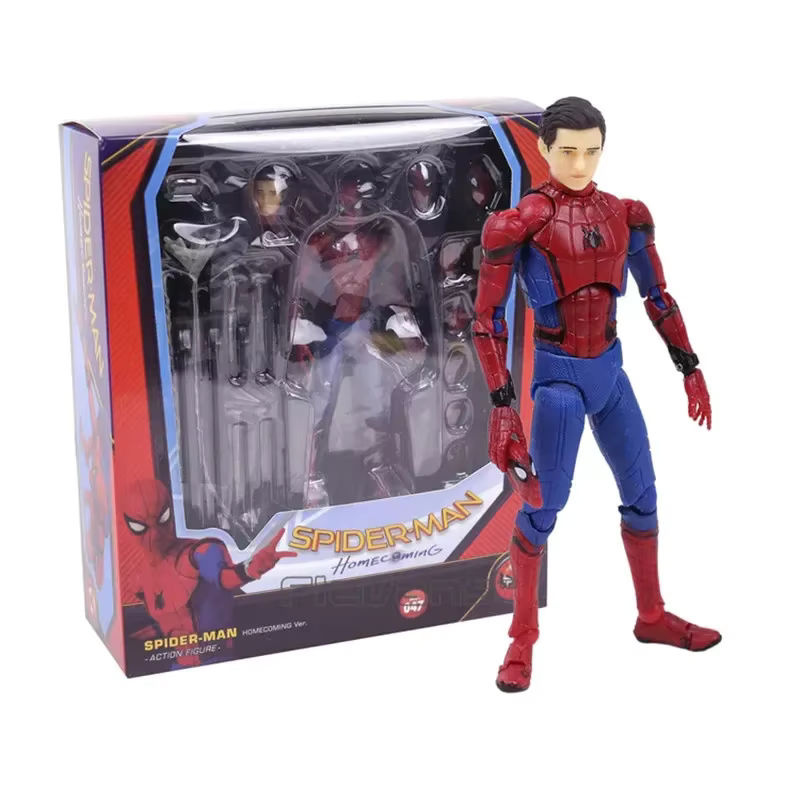 Bandai Marvel Avengers Spiderman Homecoming Actionfigur mit wechselbarem Gesicht in Rot aus Kunststoff - Bild 3