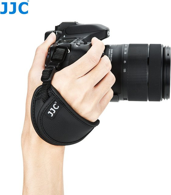JJC Kamera Handschlaufe aus Leder mit Schnellverschluss in Schwarz für Canon, Sony und Olympus - Bild 1