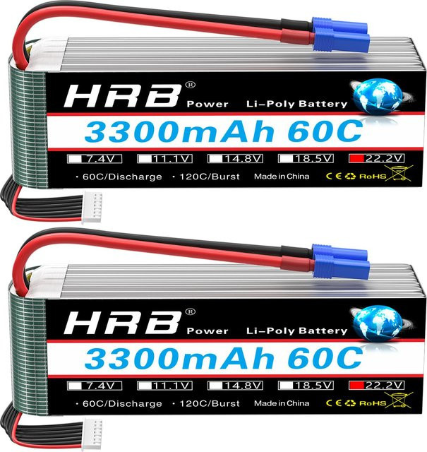 HRB LiPo Batterie 6S 22,2V 3000mAh 60C mit XT60 Stecker für FPV Drohnen, Flugzeuge und Boote - Bild 1