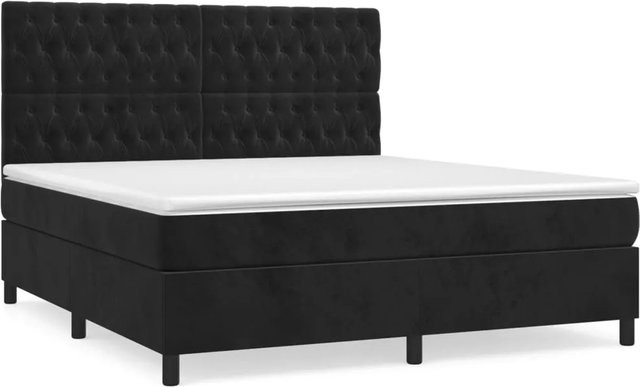 vidaXL Boxspringbett mit Matratze Schwarz Samt B/T/H: 180 x 200 x 128 cm - Bild 1