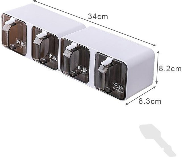 Yiran Furniture Gewürz-Organizer-Set zur Wandmontage mit Gläsern und Löffeln in Weiß - Bild 1