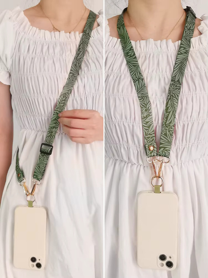Gelbe bemalte Mobiltelefon-Umhängetasche mit verstellbarem Nackenband und Anti-Verlust-Lanyard - Bild 2
