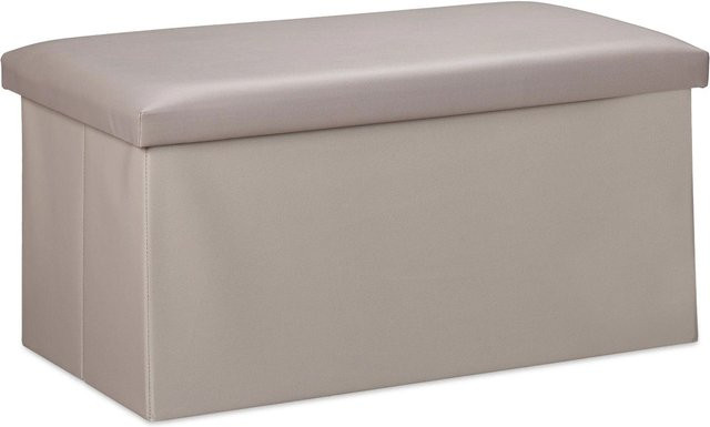 Relaxdays Sitzbank aus Kunstleder in Grau mit Stauraum, faltbar, B/T/H: 76,5 x 37,5 x 38,5 cm - Bild 1