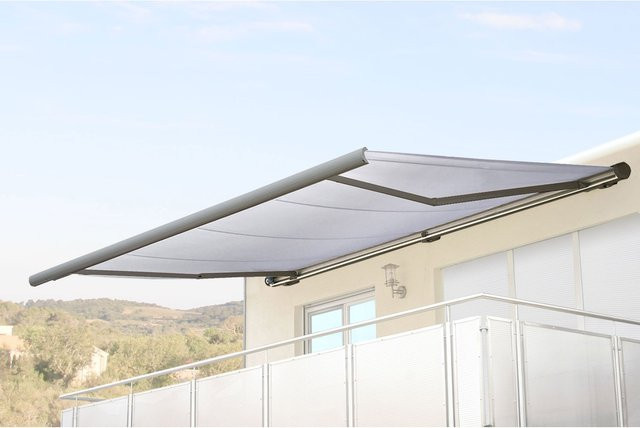 Elektrische Kassettenmarkise MCW H122 Vollkassette mit Motor, Farbe Creme/Beige, Rahmen Grau, B x H: 400 x 300 cm - Bild 1
