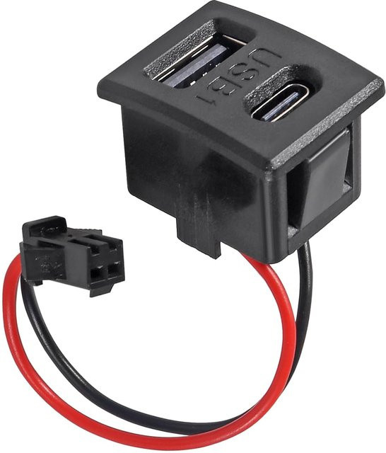 AOKIN USB-C Ladebuchse mit doppelschichtiger USB-Buchse in Schwarz - Bild 1