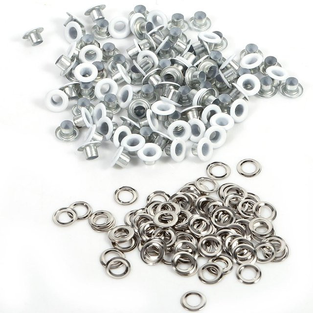 GoolRC 100 Stück Runde Metallösen in Weiß, 4mm Durchmesser für Scrapbooking, Lederhandwerk und Bekleidungszubehör - Bild 1