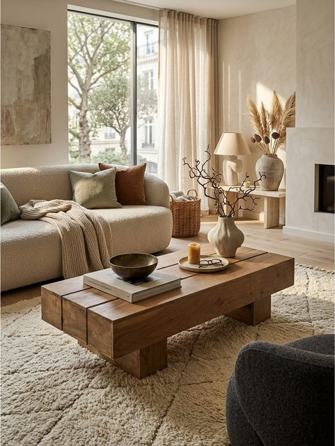 Couchtisch aus Massivholz Akazie in Braun im Landhausstil für dein Wohnzimmer, B/T/H: 120 x 45 x 30 cm - Bild 1