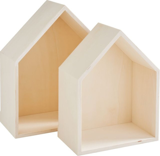 VBS Holzregal Haus in Beige im skandinavischen Design - Bild 1
