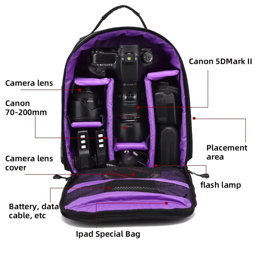 Erilles Multifunktionaler Outdoor Kamera Rucksack für DSLR und Sony in Grau, Wasserdichte Fototasche und Schultertasche - Bild 5