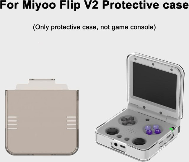 Stoßdämpfende Schutzhülle aus PC-Material für Miyoo Flip und Flip V2 in Grau oder Transparent - Bild 1