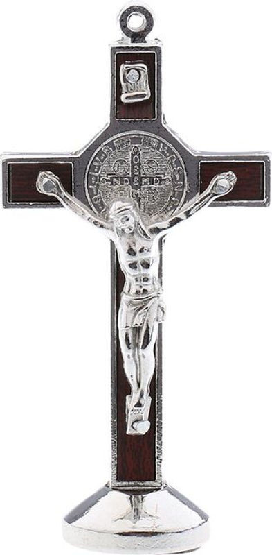Kruzifix Jesus Christus Standbild aus Metall in Silber für Auto, Zuhause und Kapelle - Bild 1