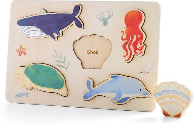 Binchi Outdoor Product Holzpuzzle Montessori, Meerestiere, Bunt, ab 0 Jahre - Bild 1