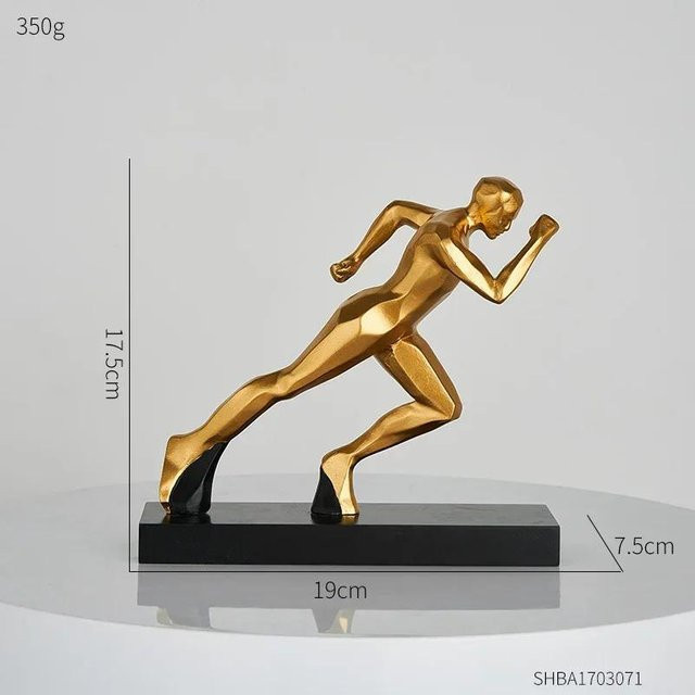 Abstrakte Skulptur Laufende Figur in Gold aus Harz von Household supplies MH als moderne Dekoration für deinen Schreibtisch oder dein Büro - Bild 1