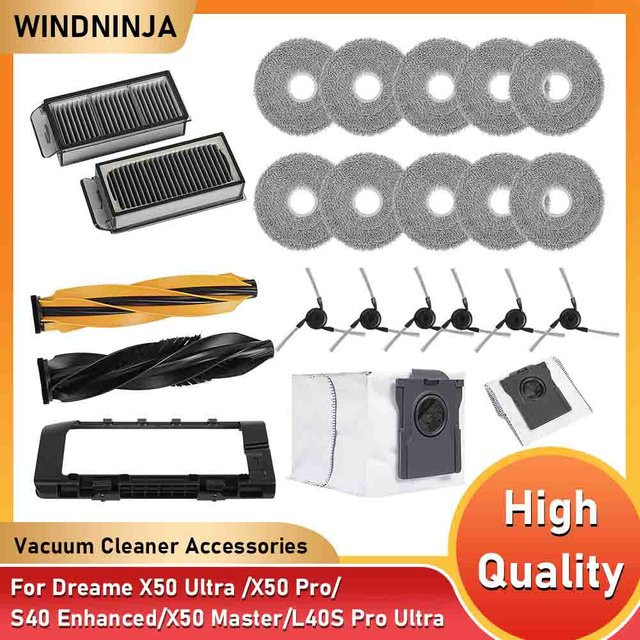 Dreame Filter Mopp Tuch Staubbeutel und Hauptseitenbürste Set für X50 Ultra L50 Pro Ultra X50 Master S40 Enhanced X50 Pro und L40s Pro Ultra - Bild 1