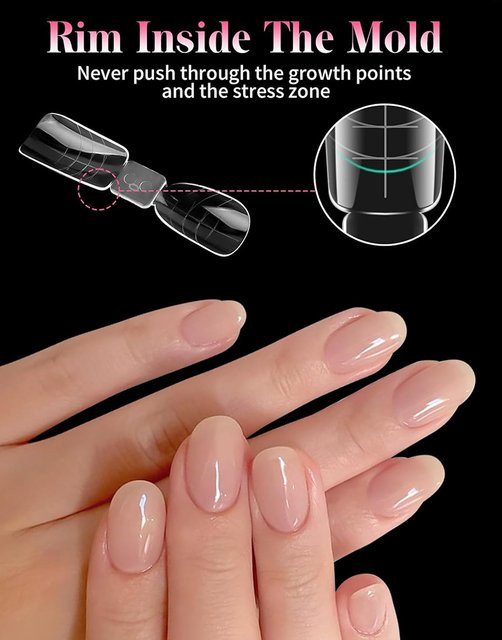 JEARLYU Nagelformen, 120 Stück, Coffin, mit Skala, transparent - Bild 1
