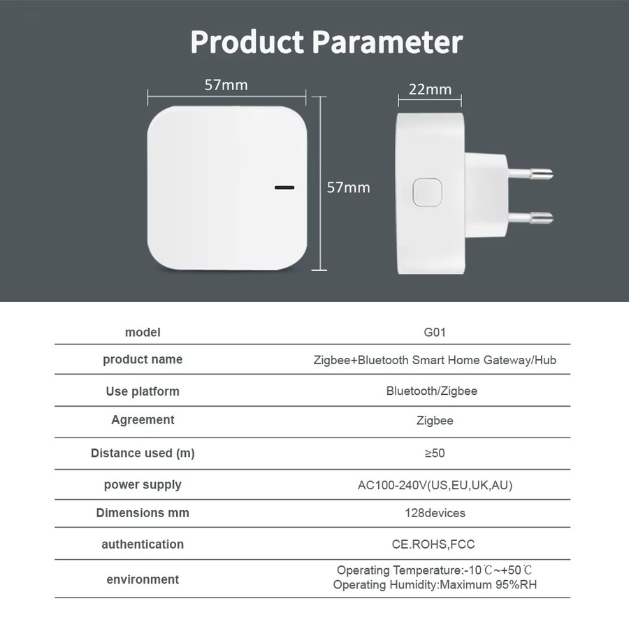 Lincukoo Smart Home Gateway Tuya Zigbee und Bluetooth 3.0 Multimode Hub in Weiß zur Verbindung von bis zu 128 Geräten - Bild 3