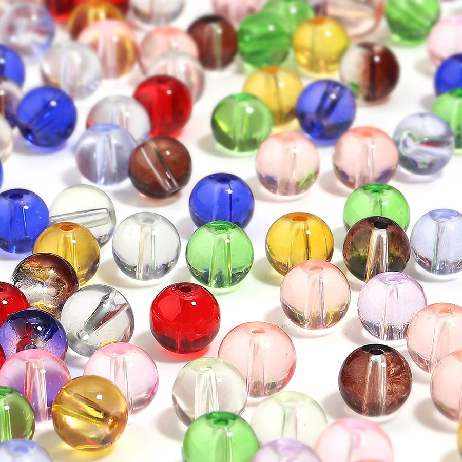 Louleur Perlen, Glas, rund, 8 mm, bunt, transparent, Spacer - Bild 2