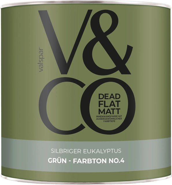 V&CO Premium-Innenfarbe Silbriger Eukalyptus Grün Dead Flat Matt, 2,5 l - Bild 1