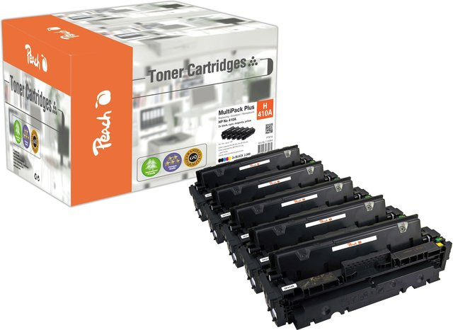 Peach Toner-Kartuschen-Set HP 410A Ersatz für HP Color LaserJet Pro MFP M 477 fdw, wiederaufbereitet, Multicolor (2x Schwarz, Cyan, Magenta, Gelb) - Bild 1