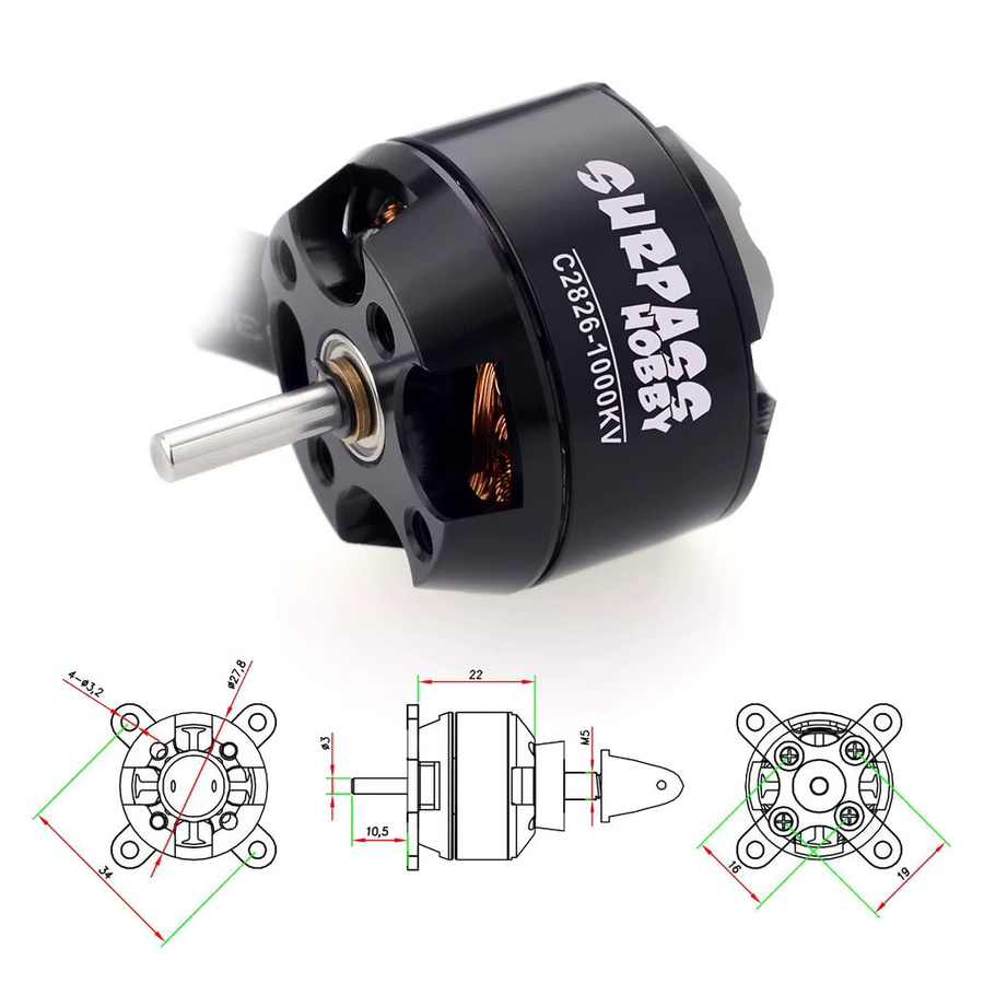 Surpass Hobby 2826 Outrunner Bürstenloser Motor, 1000KV 1350KV 1900KV - Bild 3
