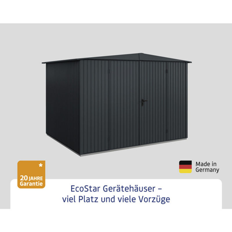 Ecostar Gerätehaus Trend-S aus Metall in Grau mit Doppeldoor und Giebeldach, B/H/T: 302,8 x 219,4 x 238 cm - Bild 4