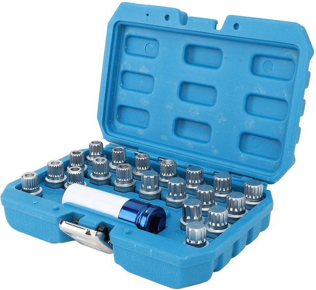 KaiSai 21-teiliges Radsicherungsmutter-Entfernungswerkzeug-Set mit 1/2 Zoll Antriebsadapter aus verchromtem Stahl in Blau - Bild 1